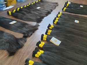 Cabello Humano Virgen Vietnamita y Camboyano de Doble Trama, de Alta Calidad, Sin Procesar, a Granel, Ondulado Natural Negro, Decolorado, Volos - Product Image 6