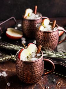 Copper <b>serving</b> mug <b>set</b> coastal village <b>beverage</b> cups handmade premium cocktail drink mugs durable finish - Product Image 3