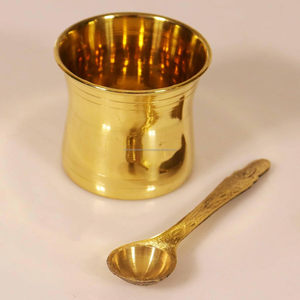 Juego de panchapatra de latón hecho a mano | udarni | Cuchara de serpiente panchpathiram panchapalli para Pooja - Product Image 2