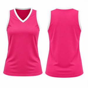 Ensemble d'uniformes de basket-ball roses pour femmes |   Maillot de performance sans manches et short |   Ensemble de vêtements de sport légers et respirants pour équipes - Product Image 5