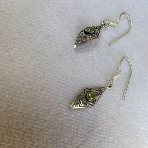 Pendientes de Plata de Ley de Alta Calidad con Peridoto Verde, Estilo Bonito, Regalo para Boda, Fiesta, Compromiso, Aniversario, Estilo Alemán - Product Image 1