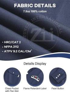 Camisa de Trabajo Ignífuga Estampada de Algodón Soldado, Ligera, con Broches de Perla, Diseño Paisley Popular, Protección contra Vapores, Nivel NFPA2112 FR - Product Image 4