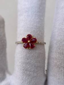 แหวนทับทิมทรงลูกแพร์ ดีไซน์วินเทจ เงินแท้ 925 ชุบทอง 14K ประดับทับทิมแดงเม็ดเดี่ยว แหวนหมั้น - Product Image 2