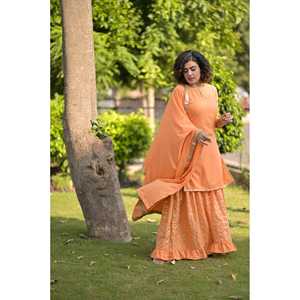 Conjunto de Traje de Gasa Chiffon Gotta Color Durazno del Desierto, Talla XS - Product Image 2