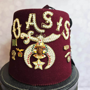 Sombrero Fez Shriners Masónico 100% Lana con Bordado a Mano y Pedrería, Colores Personalizables, Ideal para Uso Diario, Fiestas y Actividades al Aire Libre, Alta Calidad, ¡Gran Oferta! - Product Image 1