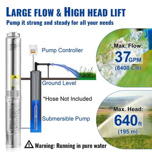 Pompe submersible pour puits profond 3HP 230V/60Hz avec cordon de 33 pieds et boîtier de commande externe en acier inoxydable de 4 pouces, 37 GPM, hauteur de refoulement 640 pieds - Product Image 6