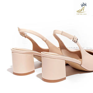 Formal Slingback Shoes 5cm Block Heel <b>Pointed</b> Toe PU Leather Eva Sole Rubber Outsole Office Wear - Product Image 6