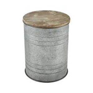Hot Selling Galvanized Metal Drum <b>Stool</b> With Wooden Top And Rope Handles <b>Storage</b> Ottoman Living Room Decor Furniture - Product Image 4
