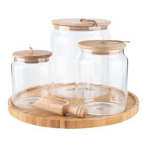 Pot à épices en verre transparent avec couvercle en bois, design bohème, fait main, hermétique, écologique, rangement pour comptoir de cuisine - Product Image 5