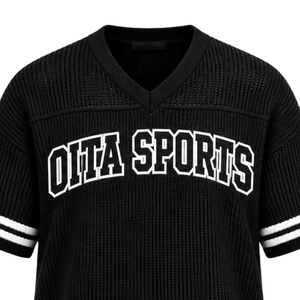 Black Custom Knitted <b>V</b> <b>Neck</b> Jersey Short Sleeve Striped Athletic <b>Shirt</b> Breathable <b>Oversized</b> Casual Sports Team Uniform Top - Product Image 3