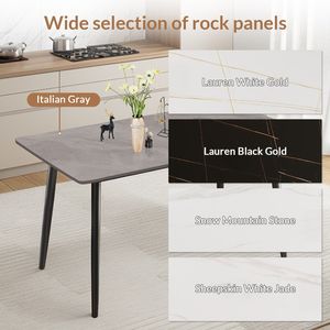 Tavolo da Pranzo in Pietra Sinterizzata/Marmo/Porcellana Grigio da 63 Pollici per Cucina e Soggiorno, Esclusivo per Uso Domestico - Product Image 5