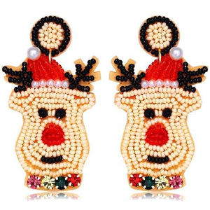 Pendientes Bordados con Cuentas, Pendientes de Árbol de Navidad, Joyería Festiva Navideña, Elegante Diseño de Árbol - Product Image 1