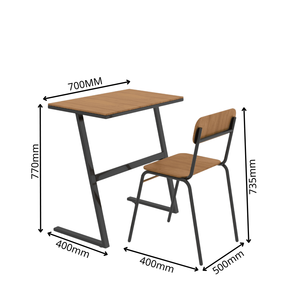 Ensemble Chaise et Bureau Scolaire Compact en Métal Drake – Cadre en Acier, Surface en Bois, Durable, Écologique, Moderne pour Chambre, Usage Commercial et Salle de Classe - Product Image 2