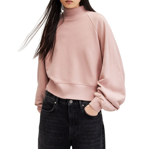 Sudadera de cuello alto extragrande para mujer, de color liso, con hombros caídos, manga larga, de punto de algodón, top informal de otoño - Product Image 1