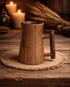 Taza de madera vintage con forma cilíndrica y asa, de madera maciza, para té o café, de Universal Overseas INDIA - Product Image 5
