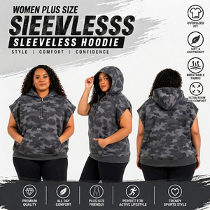 Sweat à capuche polaire oversize pour femme, grande taille, imprimé camouflage, avec fermeture éclair 3/4, pour l'hiver - Product Image 4