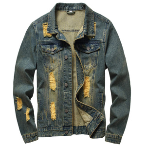 Chaqueta Vaquera para Hombre, Estilo Casual, Cuello Camisero, Manga Regular, Deshilachada, de Algodón Lavado, Estilo Otoñal - Product Image 4