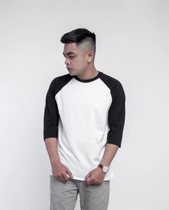 Men's <b>V</b>-<b>Neck</b> Raglan Sleeve <b>T</b>-<b>Shirt</b> <b>White</b> Navy Contrast Color Blocked Casual Knitted Cotton Regular Fit Solid Design - Product Image 5