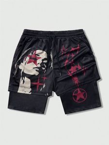 -inspired Eco-Friendly 100% Polyester Digital Printed <b>Elastic</b> Waist Tribal Print Mesh Shorts - Product Image 2