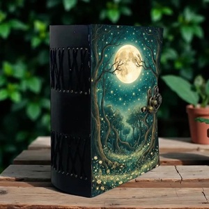 Diario de Cuero de 400 Páginas con Diseño de Bosque Iluminado por la Luna, Libro de Sombras Hecho a Mano, Grimoire con Borde Rústico - Regalo - Product Image 4