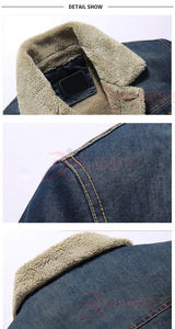 Chaqueta de mezclilla de lana de invierno para hombre, abrigo vaquero de estilo bombardero informal cálido, ropa de calle de Vaquero de algodón, ropa de mezclilla - Product Image 5