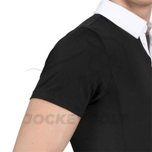 Black White Men Short Sleeve Equestrian Show Shirt Competition Riding <b>Polo</b> Stretch Performance OEM Custom Logo - Product Image 4