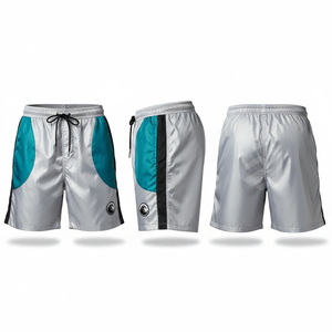 Men's Black Quick Dry Board <b>Shorts</b> With Drawstring Waist And <b>Zipper</b> Pockets Sublimation Print Casual Style Mid Rise - Product Image 3