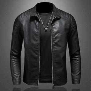 Chaqueta de Cuero PU para Hombre, Estilo Motero, con Cuello Alto, de Alta Calidad, Informal y a la Moda - Product Image 3