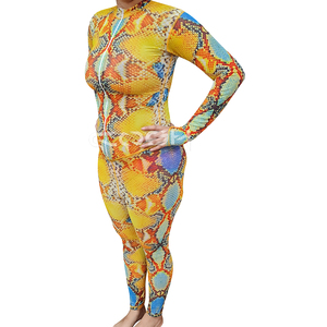 Body femme à manches longues et imprimé serpent, très élastique, avec fermeture éclair sur le devant et legging taille haute – Fournisseur - Product Image 3