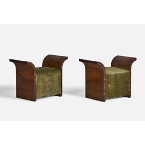 Tabourets de luxe en bois de rose faits à la main avec coussin en velours - Vente en gros depuis l'Inde - Product Image 1