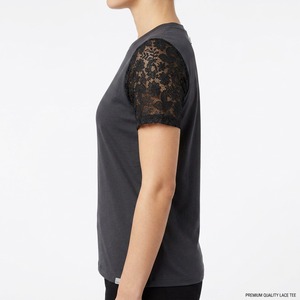 Camiseta de Verano para Mujer, Cuello Redondo, Manga Corta, Color Sólido, con Mangas de Encaje, Transpirable, Tejida, Informal - Product Image 3