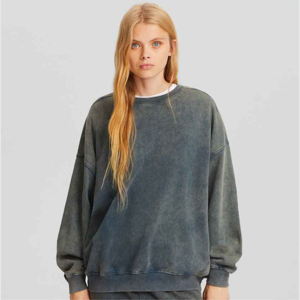Ensemble de survêtement décontracté pour femme en coton lavé, col rond, manches longues, coupe ample, couleur unie, automne - Product Image 3