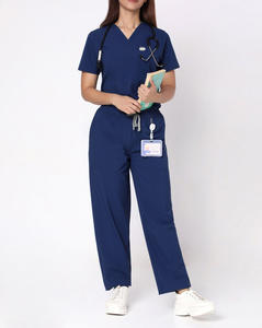 Conjuntos de Uniformes Médicos Unisex Elegantes 2026 para Enfermeras, con Cremallera, Manga Corta, Spandex, Estilo Jogger, para Verano - Product Image 1