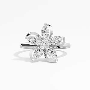Wholesale Floral Marquise Moissanite Womens <b>Cluster</b> Ring 1.05 Ctw Classic Rhodium Plated Prong Setting 10K 14K 18K Gold Bulk - Product Image 5