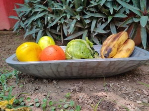 100%Natural Eco-Friendly <b>Large</b> Rectangular Mango Wood Gun Metal Antique Vintage Carved Luxury Home Decor Empty <b>Candle</b> Dough Bowl - Product Image 3