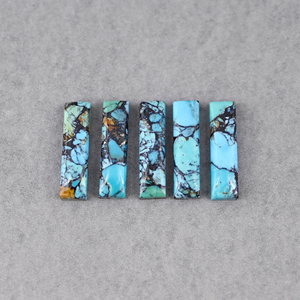 Turquesa natural de 6x23 mm, forma rectangular, base plana, alto brillo, cabujón de piedra preciosa suelta y lisa para la fabricación de collares con colgante de plata. - Product Image 3