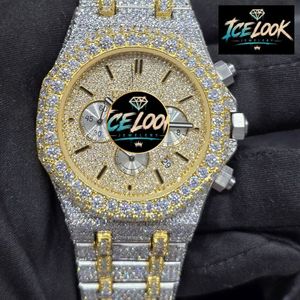 ICE LOOK นาฬิกาโครโนกราฟสแตนเลสสตีลสุดหรูสำหรับผู้ชาย หน้าปัด 42 มม. คริสตัลแซฟไฟร์ ระบบควอตซ์แบบอนาล็อก ปุ่มกด 20 มม. - Product Image 1