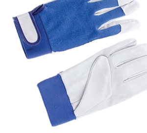 Leather Safety <b>Gloves</b> White with Blue <b>Knit</b> Wrist Anti-Slip Full Texture Anti-static Anti-Cut 4 Mil Thick General Purpose - Product Image 5