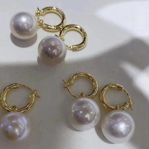 Nuevos Pendientes de Perlas Naturales Redondas de 10-11 mm, Plata de Ley S925, con Caja de Regalo, Regalo de Cumpleaños Perfecto - Product Image 1