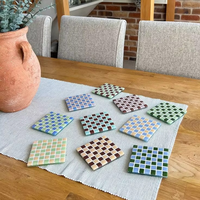 Ensemble de sous-verres en mosaïque de verre artisanal Craft Exim TCE, outils décoratifs de qualité supérieure pour le café et le thé, résistants à la chaleur, pour la maison, le bureau, cadeau en gros