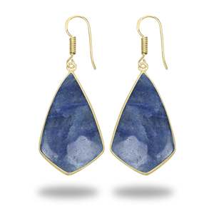 Blue Aventurine <b>Earrings</b> Adorable 18k Gold Plated Brass Charm <b>Earrings</b> Hanging Drop <b>Dangle</b> Party Wedding Gift Women - Product Image 3