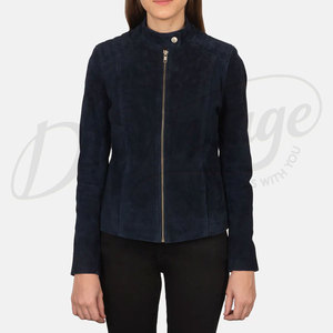 New <b>Womens</b> Brown <b>Suede</b> Panel Bomber <b>Jacket</b> High Quality Leather <b>Suede</b> Biker <b>Jacket</b> Navy blue <b>suede</b> biker <b>jacket</b> for <b>women</b> - Product Image 4