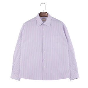 เสื้อเชิ้ตแขนยาวลายทางสำหรับผู้ชาย ปกคอปก ผ้าฝ้ายป๊อปลิน 100% สไตล์สมาร์ทแคชชวล แขนยาวเต็มตัว เหมาะสำหรับใส่ในฤดูใบไม้ผลิ - Product Image 1