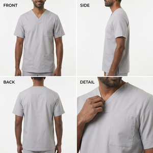 Medical <b>Scrub</b> <b>Top</b> Plain Stretchy Men V-Neck <b>Scrub</b> Shirts Wholesale Doctor <b>Scrubs</b> Shirts Multi-Pocket Surgical <b>Scrub</b> <b>Top</b> - Product Image 2