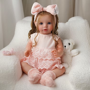 Poupées Reborn souriantes Babeside prêtes à être expédiées, Dara, 20 pouces, petite fille, cheveux longs bruns, expédition sous 3 à 7 jours - Product Image 3