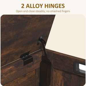 29.9\" Rustic Brown Wooden <b>Storage</b> Trunk for Playroom Kids & Teen <b>Storage</b> <b>Chest</b> with 2 Safety Hinges and Side Handles - Product Image 5