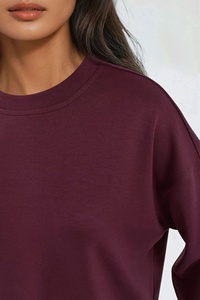 Premium <b>Women's</b> <b>Burgundy</b> Oversized Pullover Sweatshirt Casual Loose Fit Fleece Sweatshirt <b>Top</b> Long Sleeve Loungewear <b>Women</b> Wear - Product Image 5