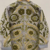 Grey Winter Suzani Velvet Cotton Jacket Oversize Kimono <b>Coat</b> Handmade Uzbek Embroidered Womens Quick Dry Breathable Outfits - Product Image 3