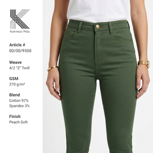 Pantalones de Mujer de Cintura Alta, Ajustados, Verdes, de Algodón y Elastano, 270GSM, Acabado Suave Tipo Melocotón, Casuales, Largos - Product Image 2