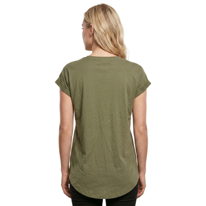 T-shirt Femme Vert Olive à Manches Courtes 100% Coton Tricoté Décontracté Respirant Col Rond Coupe Classique Printemps Été Bangladesh - Product Image 4